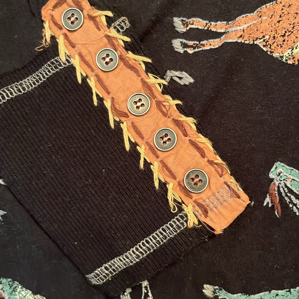 Double D Ranch Black Top with Turquoise Embroidery - Picture 5 of 6